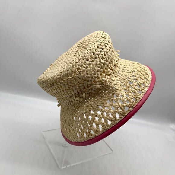 On 34th Beige & Pink Straw Bucket Hat - Picture 3 of 10